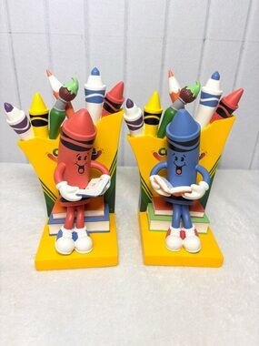 Crayola Vintage Bookends with Multicolored Crayon Characters Size 7.25"x4.00"